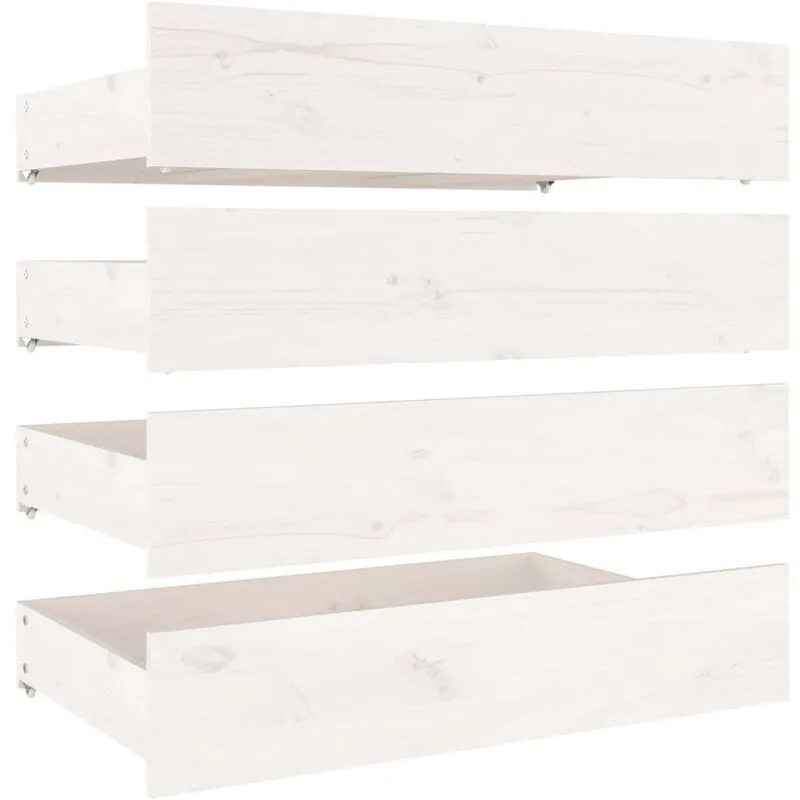 Cassettoni da Letto 4 pz in Legno Massello di Pino Bianco Vidaxl