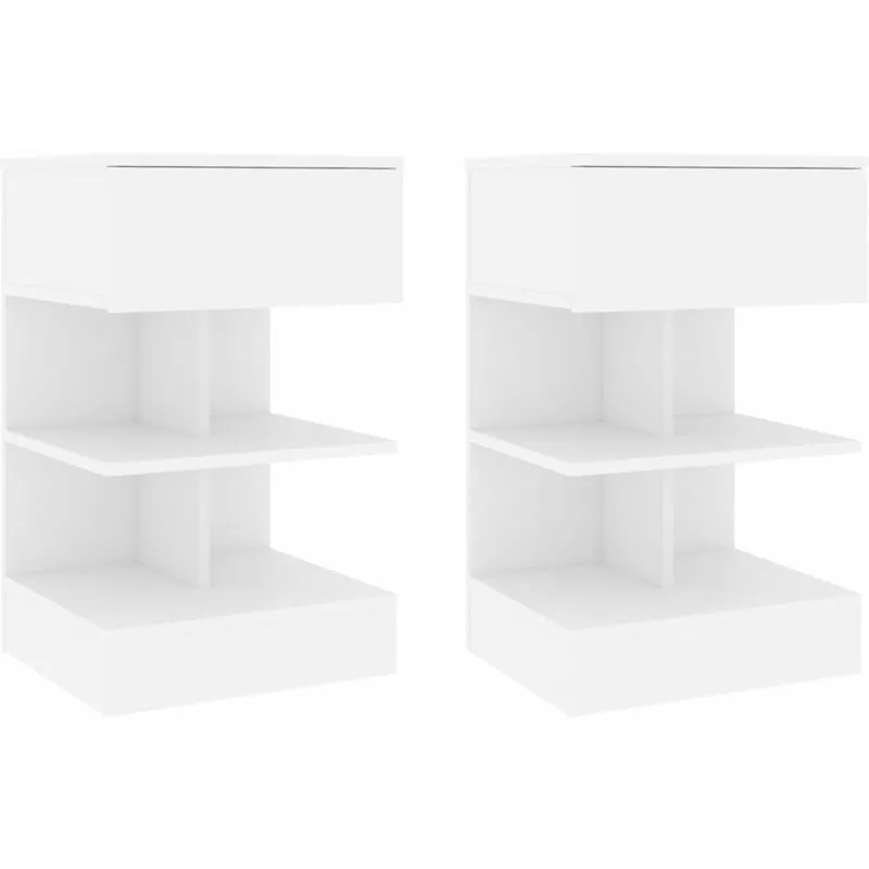 Vidaxl - Set 2 comodini con cassetto e 4 scomparti aperti design moderno vari colori colore : Bianco