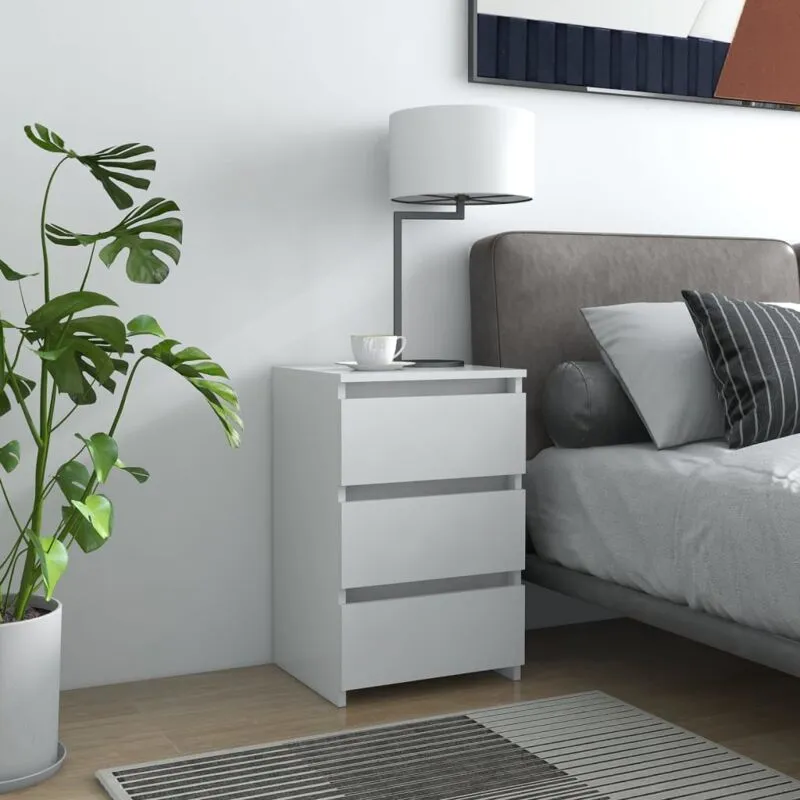Comodino da camera da letto design moderno dotato di 3 cassetti vari colori colore : Bianco