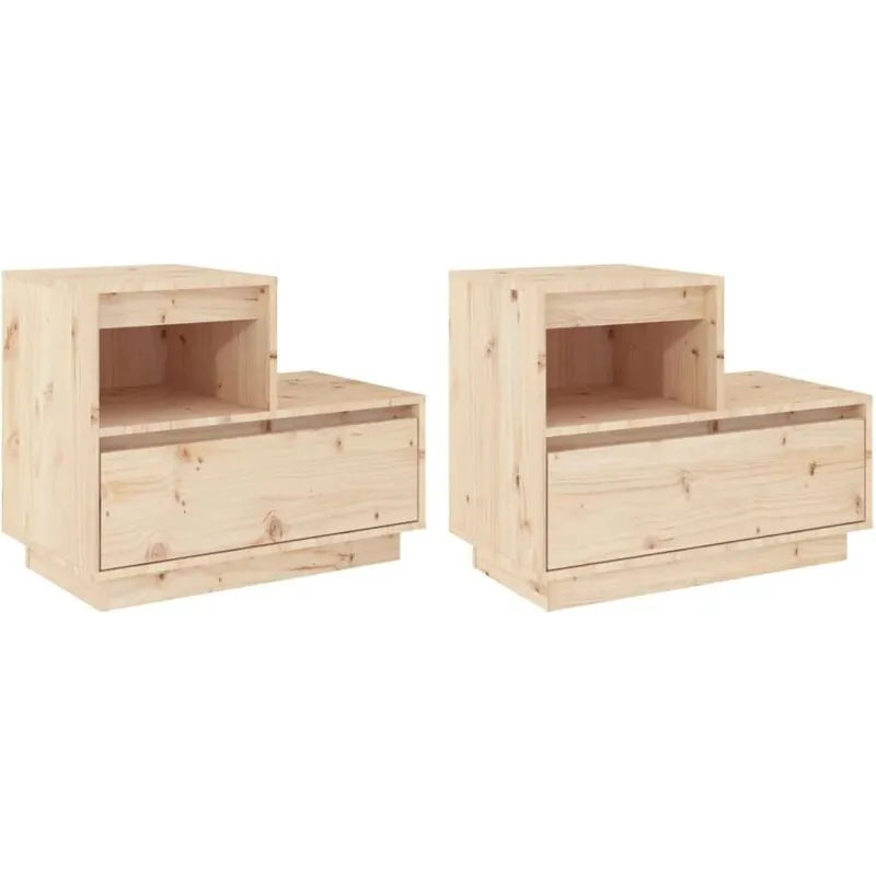 Vidaxl - Comodini 2 pz 60x34x51 cm in Legno Massello di Pino Marrone