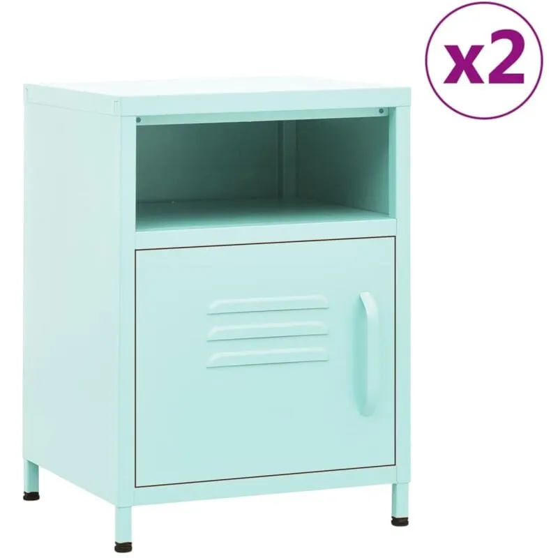 Comodini 2 pz Menta 35x35x51 cm in Acciaio - Vidaxl