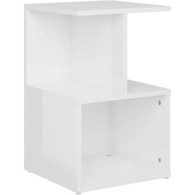 Comodino Bianco Lucido 35x35x55 cm in Legno Multistrato Vidaxl Bianco