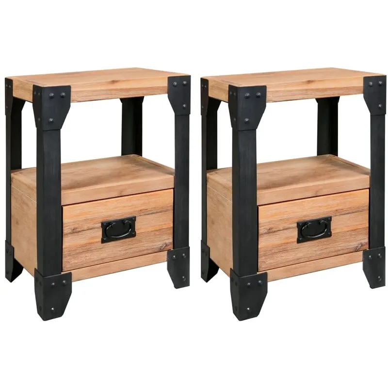 Vidaxl - Bedside tables Solid Acacia and Steel 40x30x54 cm various pieces colore : legno e nero