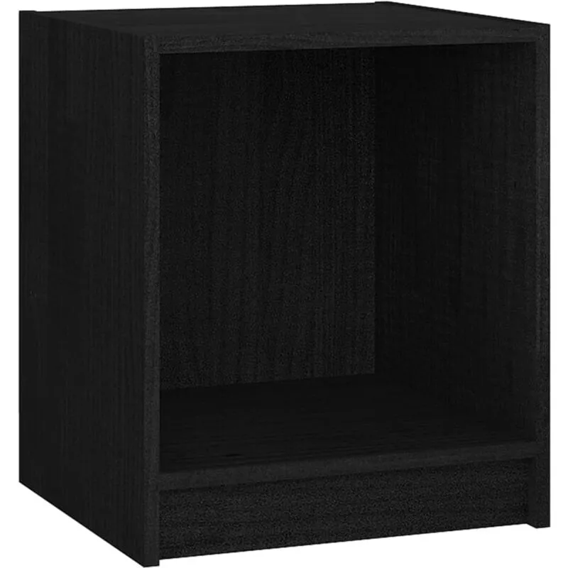 Comodino Nero 35,5x33,5x41,5 cm in Legno Massello di Pino - Vidaxl