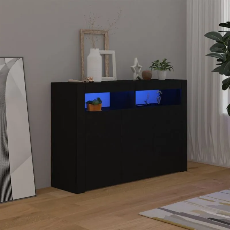 Credenza con Luci led Nera 115,5x30x75 cm - Vidaxl