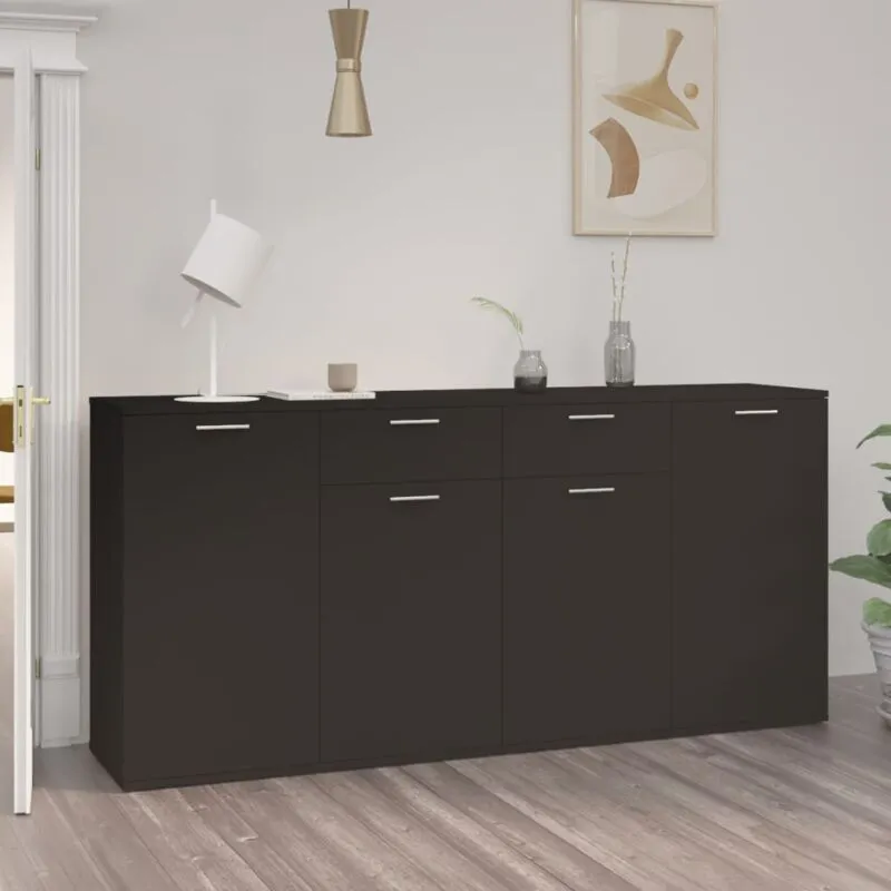 Credenza Nera 160x36x75 cm in Legno Multistrato - Vidaxl