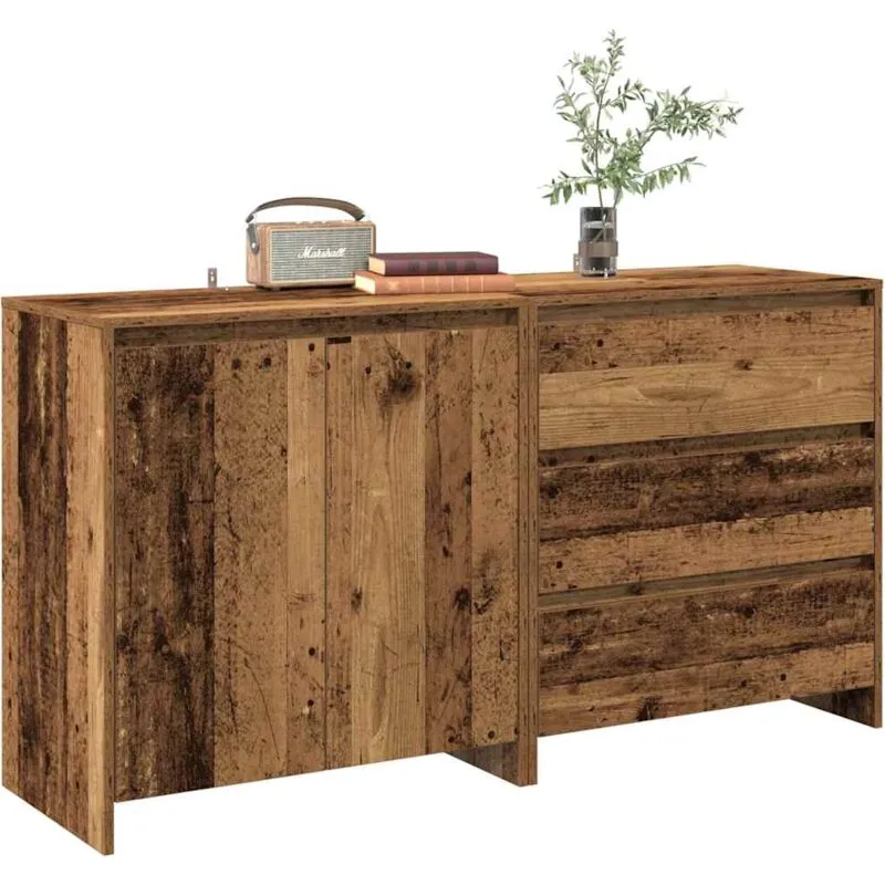 vidaXL Credenza 2 pz Legno Antico in Legno Multistrato