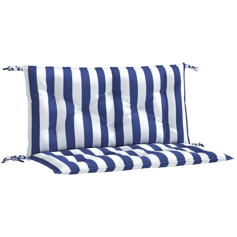 Cuscini Panca Giardino 2pz Righe Bianche Blu 100x50x7cm Tessuto Vidaxl