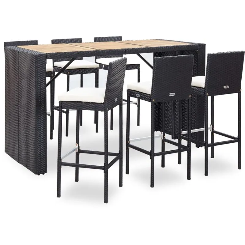 Nova - Set da bar per esterni con tavolo alto e sgabelli in polyrattan vari colori colore : Nero