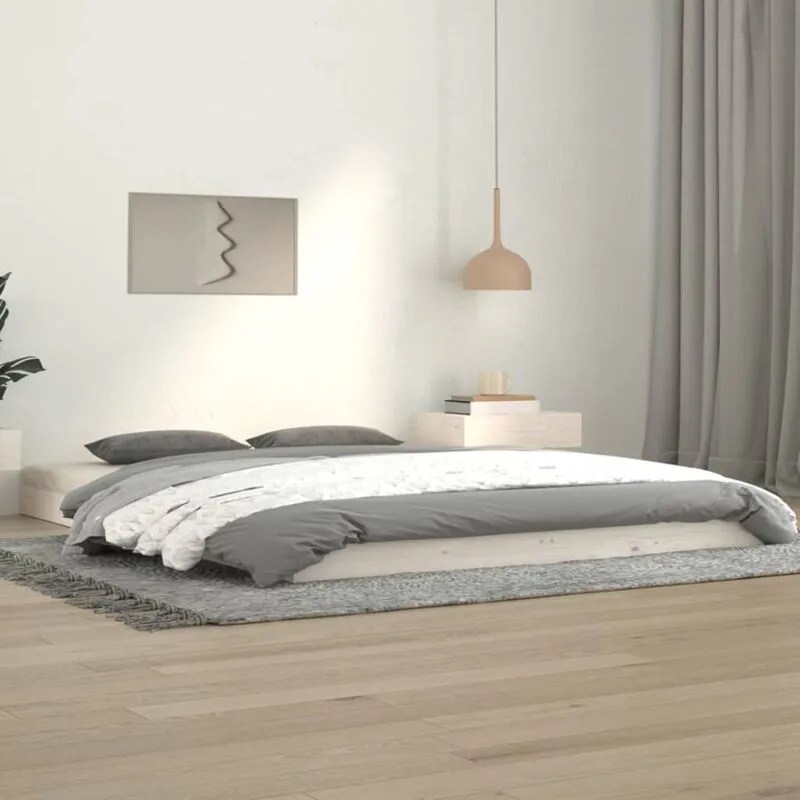 Letto senza Materasso Bianco 140x190 cm Legno Massello di Pino - Vidaxl