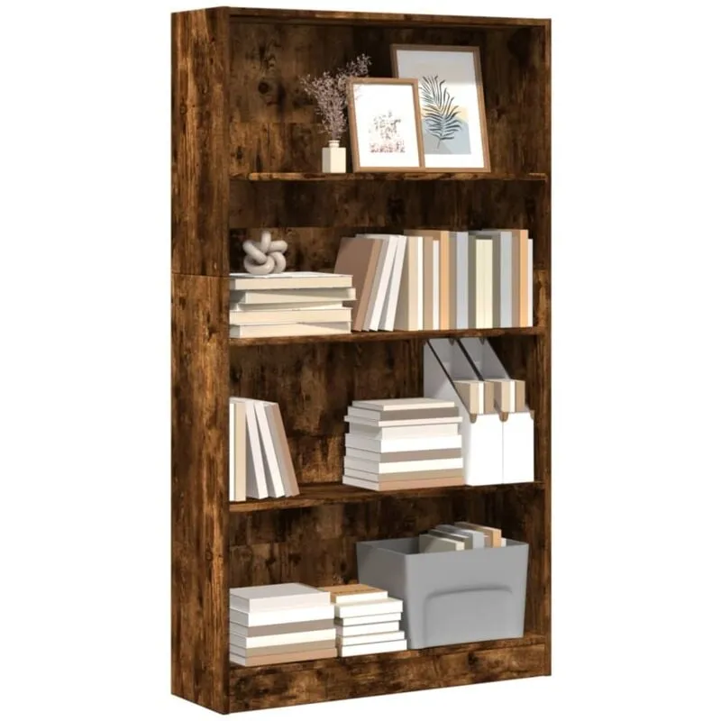 Libreria Rovere Fumo 80x24x143 cm in Legno Multistrato - Vidaxl