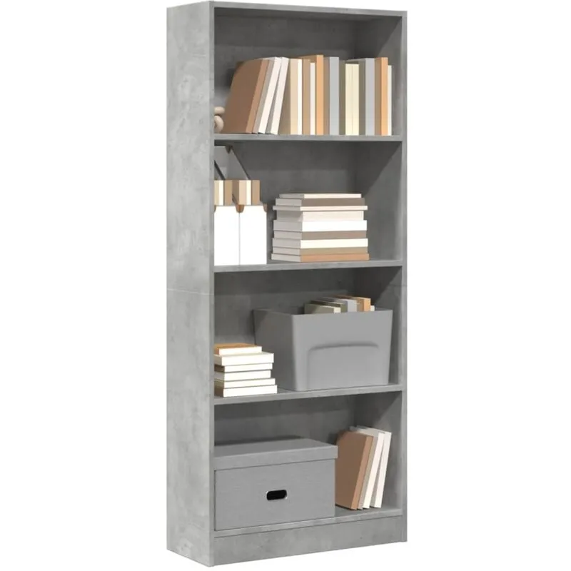 Libreria Grigio Cemento 60x24x143 cm in Legno Multistrato - Vidaxl