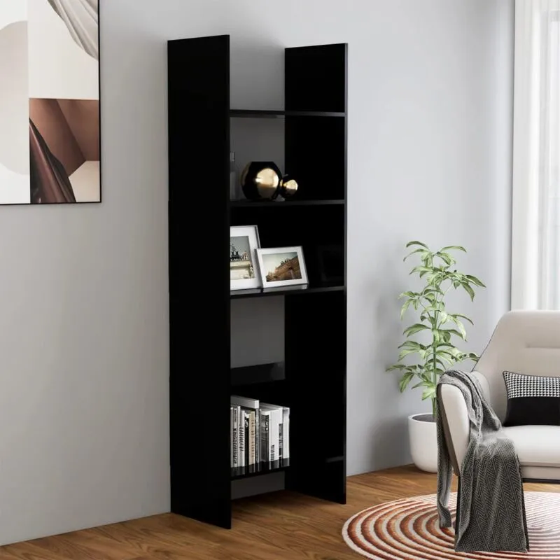 vidaXL Libreria Nera 60x35x180 cm in Legno Multistrato