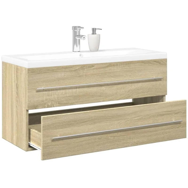 vidaXL Set Mobili da Bagno 2 pz Rovere Sonoma in Legno Multistrato