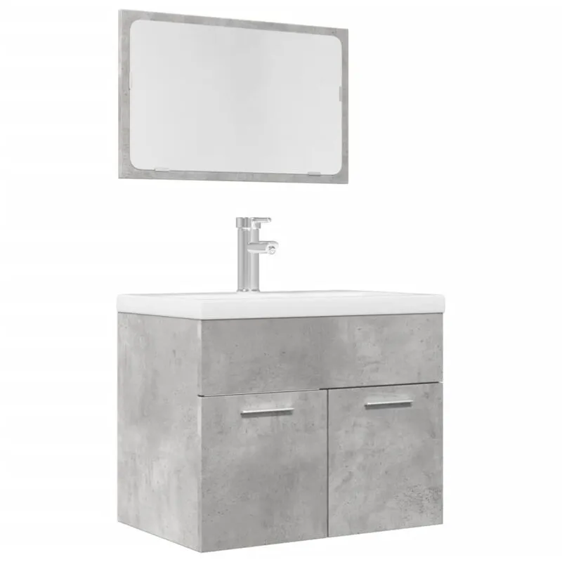 Set Mobili da Bagno 2 pz Grigio Cemento in Legno Multistrato - Vidaxl