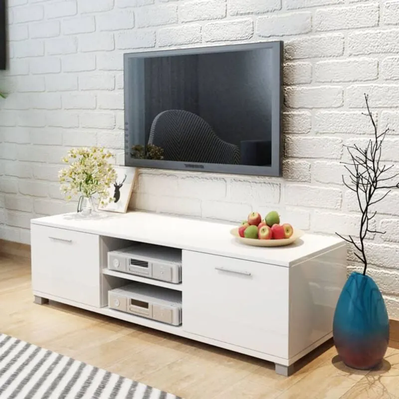 Mobile Porta tv Bianco Lucido 120x40,5x35 cm - Vidaxl