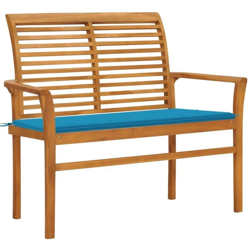 Panca da Giardino con Cuscino Blu 112 cm in Legno di Teak - Vidaxl