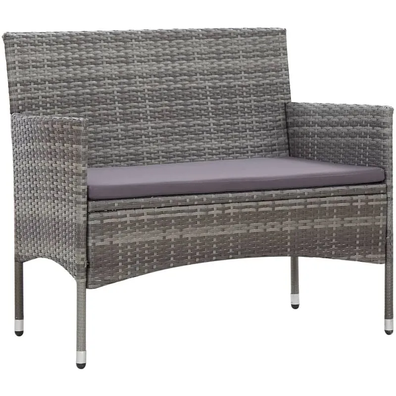 Panchina da Giardino 105 cm in Polyrattan Grigio Vidaxl