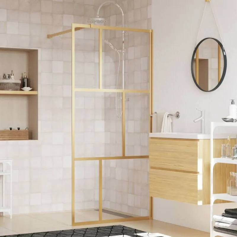 Vidaxl - Parete per Doccia Walk-in Vetro Trasparente esg 80x195 cm Oro