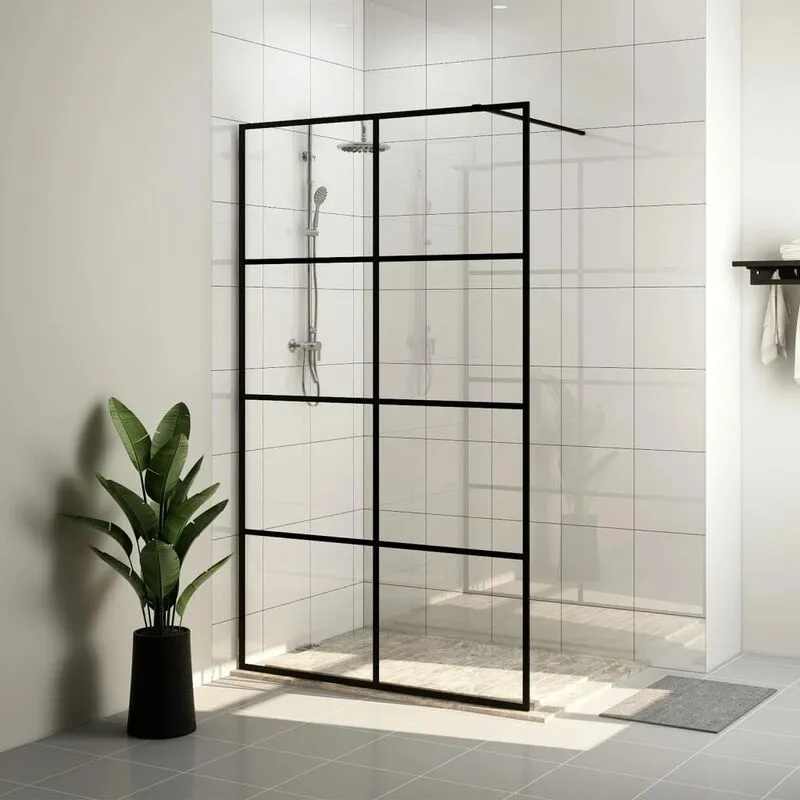 Parete per doccia elegante con struttura nera a griglia 2x4 varie misure dimensioni: 115 x 195 cm