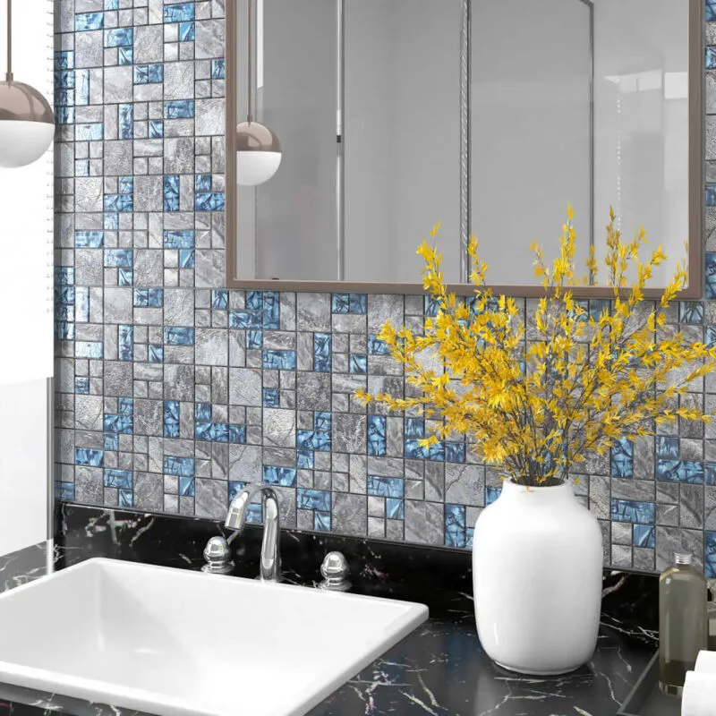 Piastrelle Mosaico set da 11 pz 30x30 cm in Vetro design moderno vari colori colore: Blu con sfumature