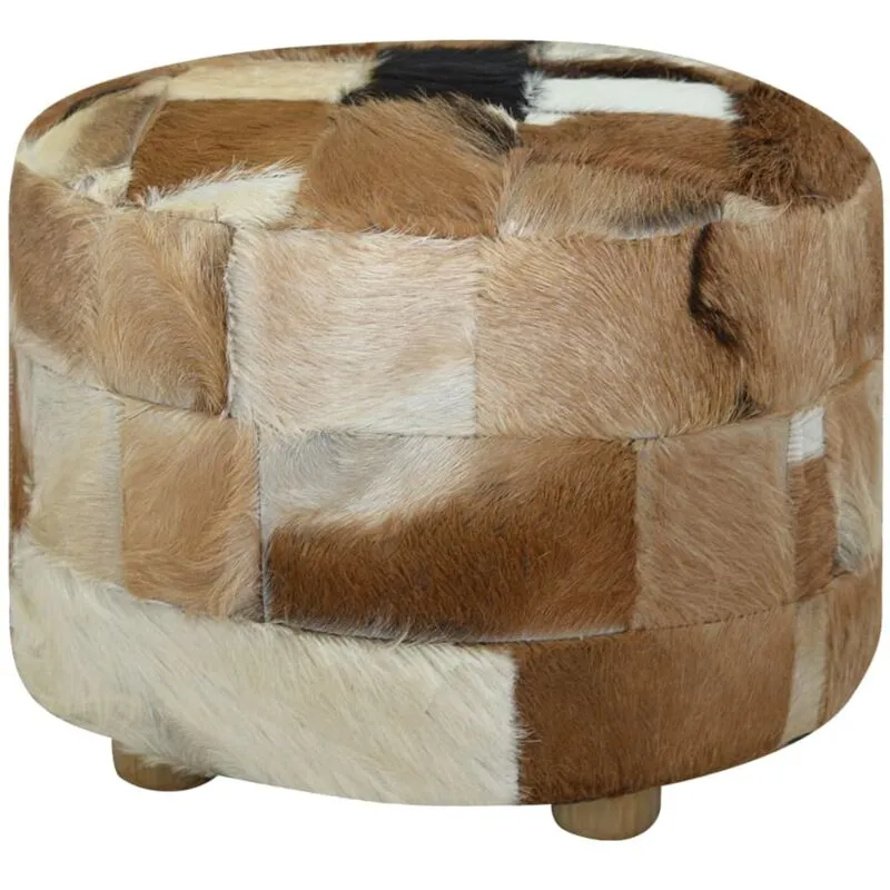 Vidaxl - Pouf Rotondo in Vera Pelle 50x50x45 cm 835171