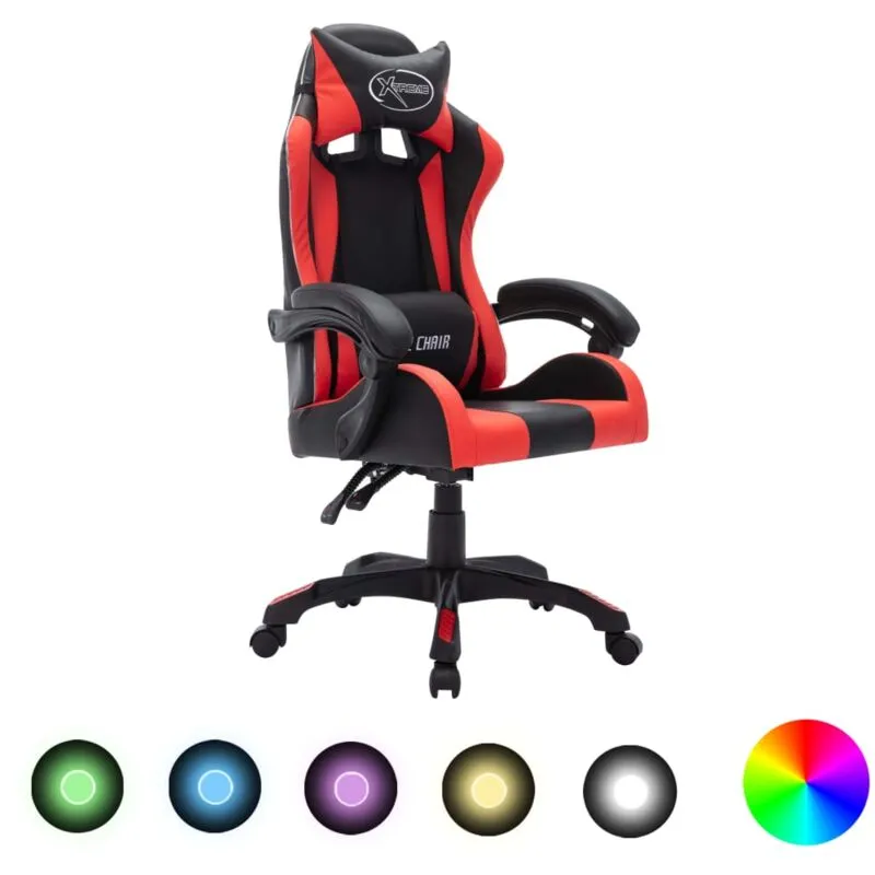 Vidaxl - Sedia da Gaming con Luci a led rgb Rossa e Nera in Similpelle