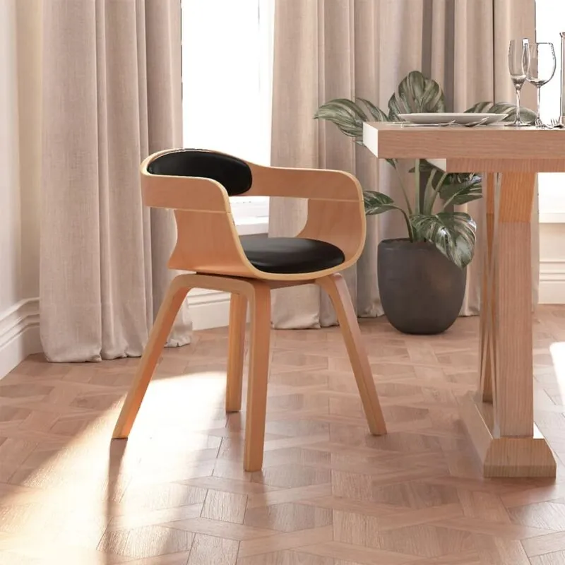 Vidaxl - Sedia da Pranzo Nera in Legno Curvato e Similpelle