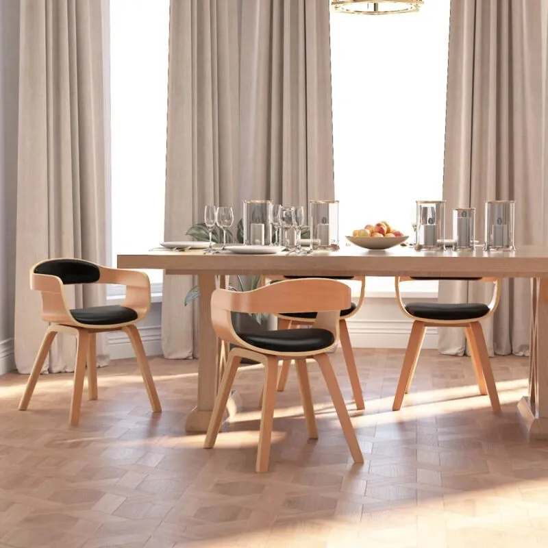 Vidaxl - Sedie da Pranzo 4 pz Nere in Legno Curvato e Similpelle