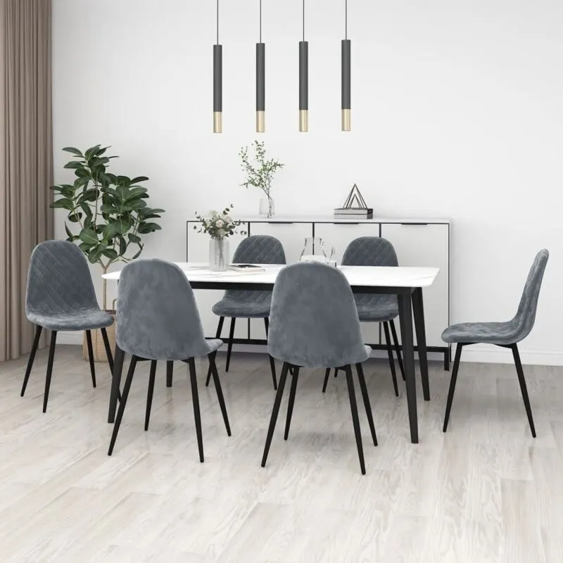 Vidaxl - Sedie da Pranzo 6 pz Grigio Scuro in Velluto 53727