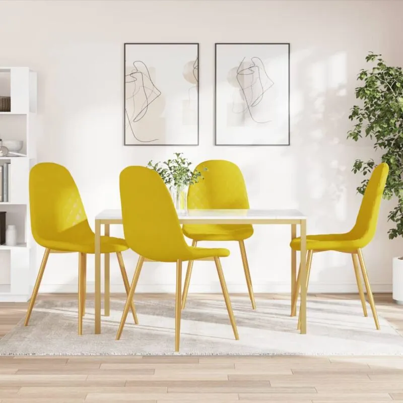 Vidaxl - Sedie da Pranzo 4 pz Giallo Senape in Velluto