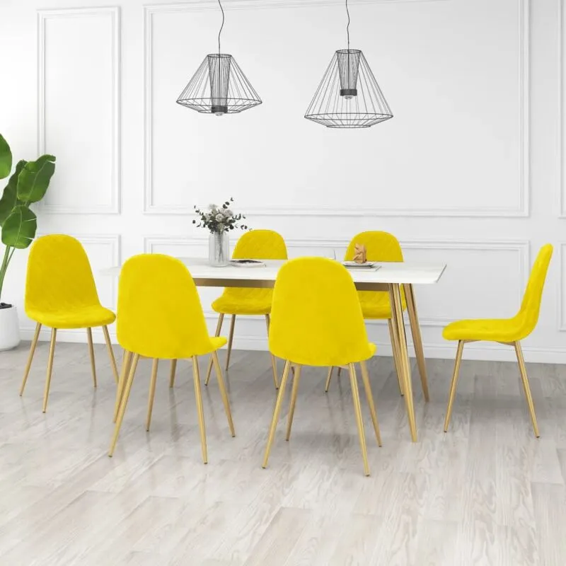 Vidaxl - Sedie da Pranzo 6 pz Giallo Senape in Velluto