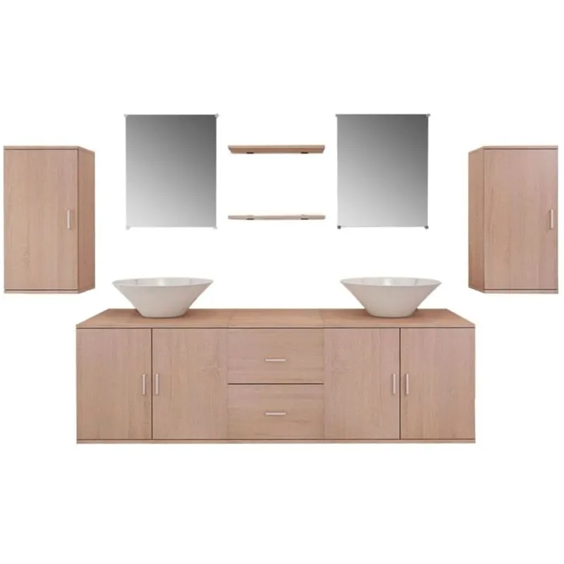 Vidaxl - Set Mobili da Bagno con Lavabo 9 pz Beige