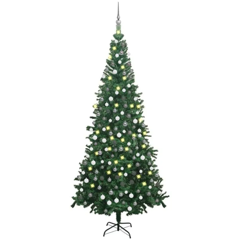 Albero di Natale Preilluminato con Palline 240 cm Verde - Vidaxl