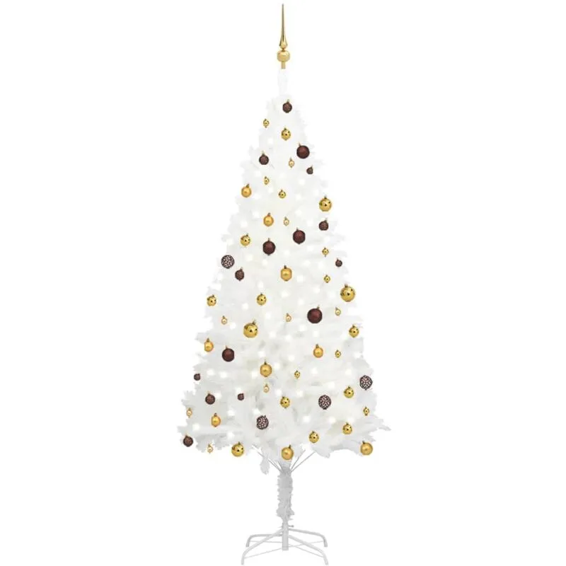 Albero di Natale Preilluminato con Palline Bianco 240 cm pvc - Vidaxl