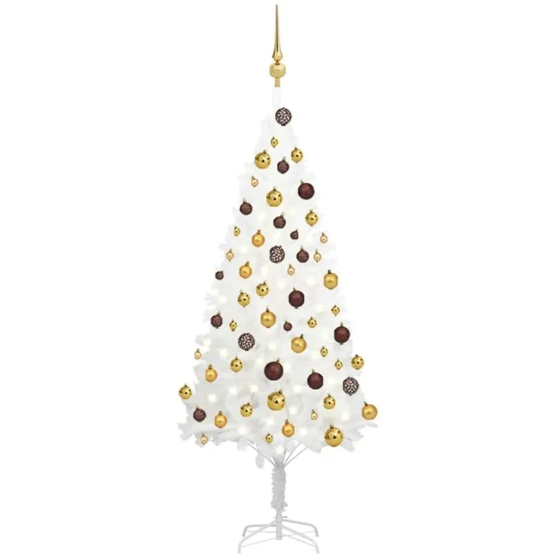 Albero di Natale Preilluminato con Palline Bianco 120 cm - Vidaxl