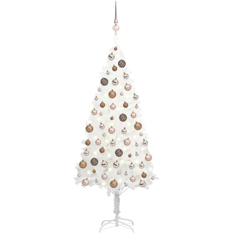 Albero di Natale Preilluminato con Palline Bianco 180 cm - Vidaxl