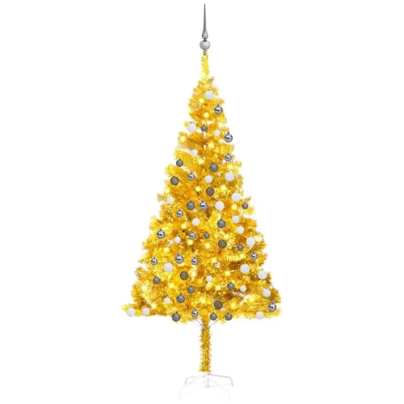 Vidaxl - Set Albero Natale Artificiale con led e Palline Oro 180 cm pet