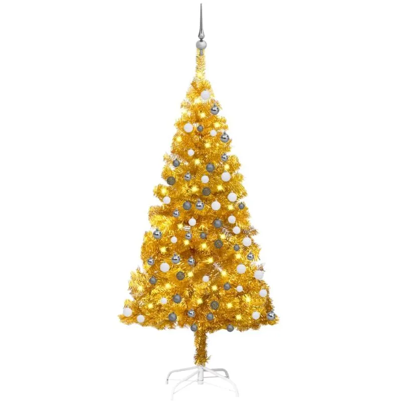 Vidaxl - Albero di Natale Preilluminato con Palline Oro 150 cm pet