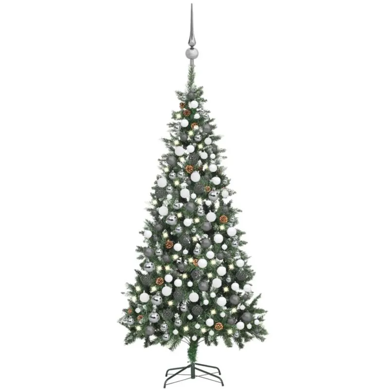 Albero di Natale Preilluminato con Palline e Pigne 210 cm - Vidaxl