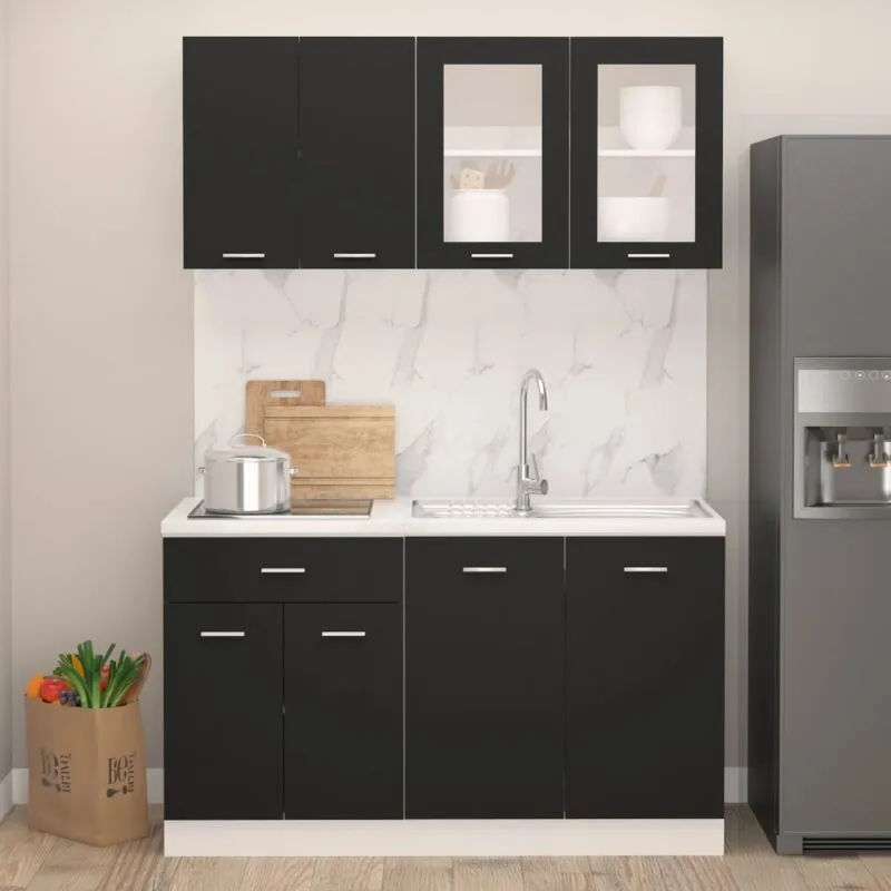 Vidaxl - Set Armadi da Cucina 4 pz Nero in Truciolato