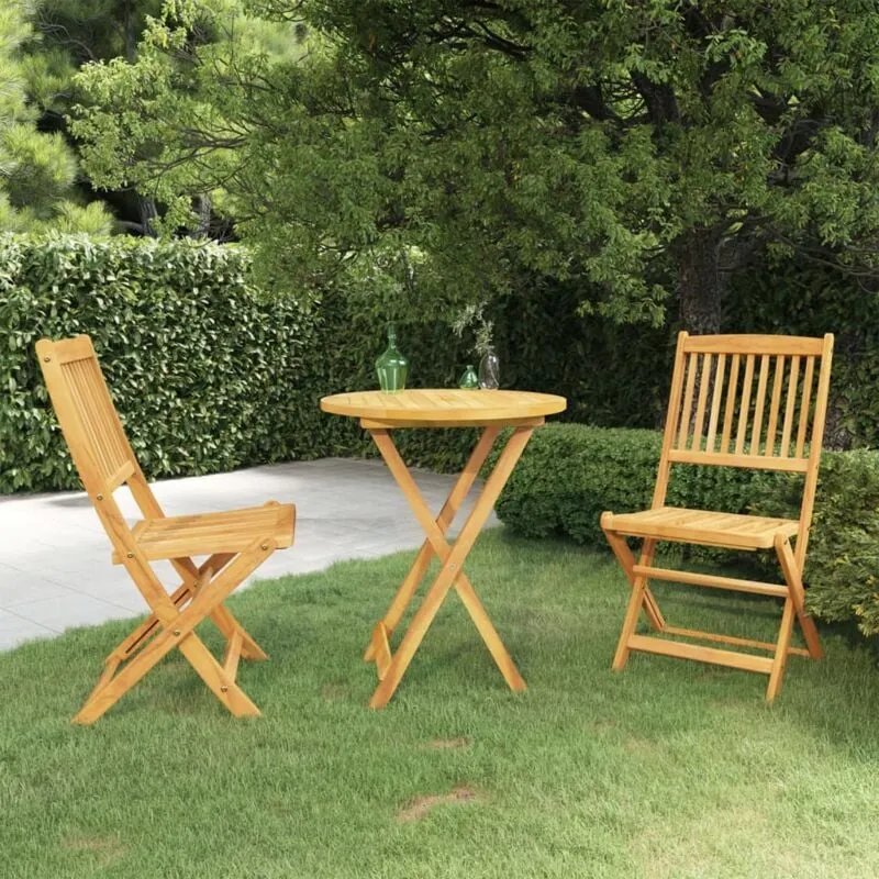 Set da Pranzo da Giardino 3 pz Pieghevole in Massello di Acacia - Vidaxl