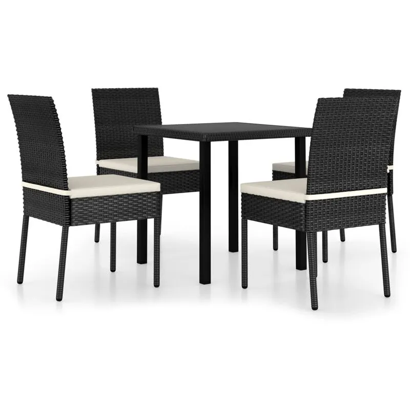 Set da Pranzo da Giardino 5 pz in Polyrattan Nero Vidaxl