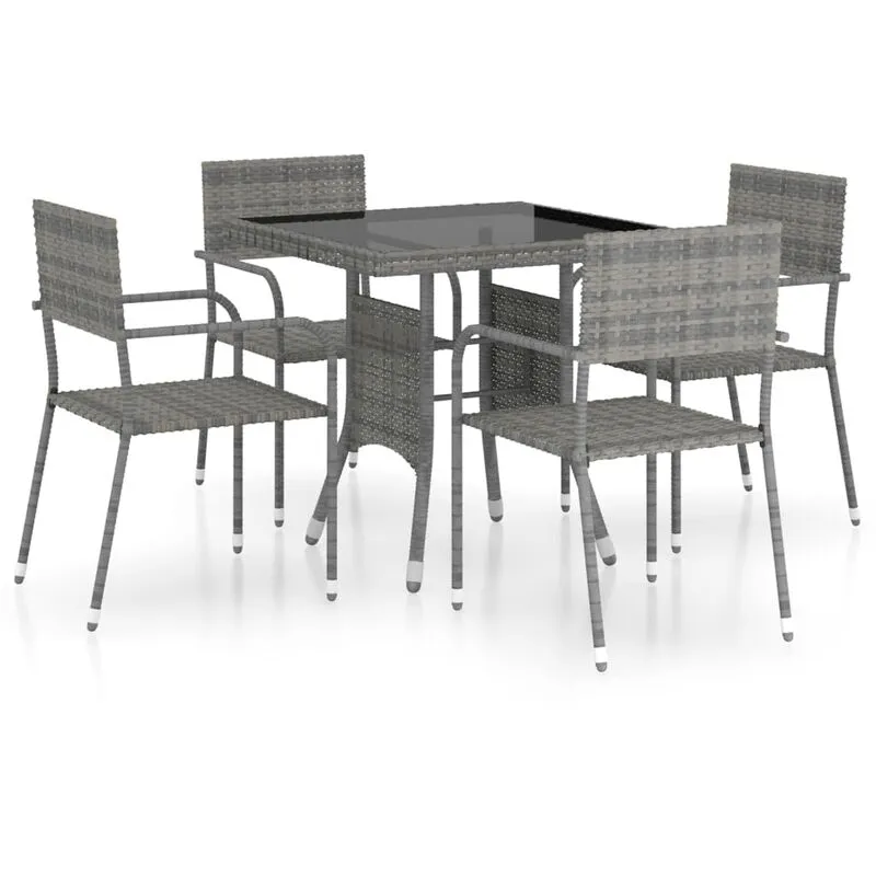 Set Mobili da Pranzo per Giardino 5 pz in Polyrattan Grigio Vidaxl