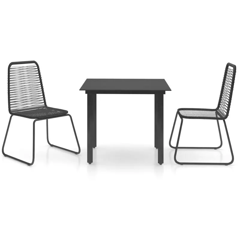 Set da Pranzo da Giardino 3 pz in Rattan pvc Nero - Vidaxl