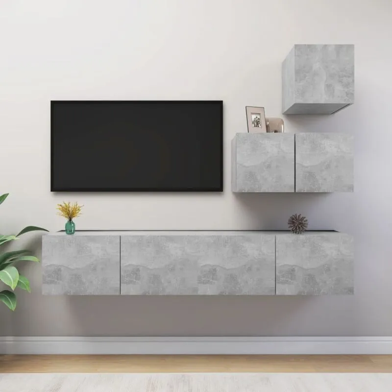 Vidaxl - Set di Mobili Porta tv 4 pz Grigio Cemento in Legno Multistrato