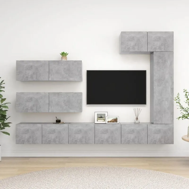 Vidaxl - Set di Mobili Porta tv 7 pz Grigio Cemento in Legno Multistrato