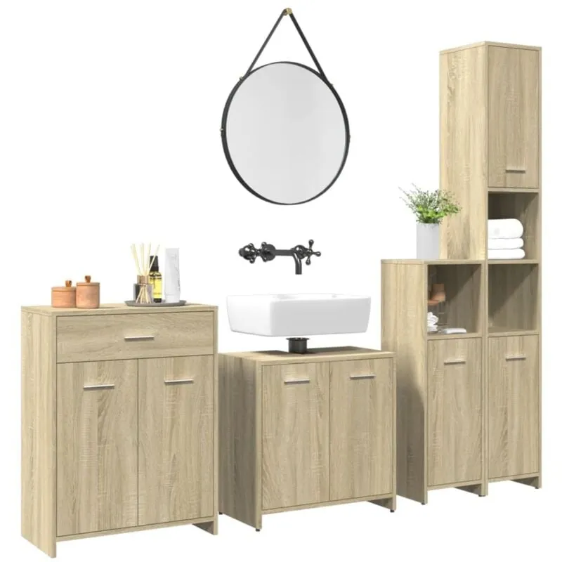 Vidaxl - Set Mobili da Bagno 4 pz Rovere Sonoma in Legno Multistrato 612349