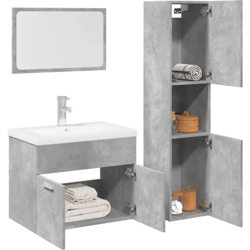 Vidaxl - Set Mobili da Bagno 4 pz Grigio Cemento in Legno Multistrato