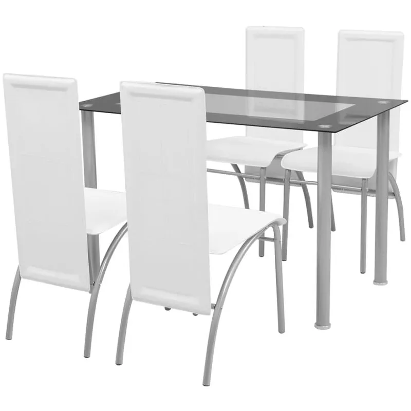 Set da pranzo con tavolo in vetro e 4 sedie eleganti disponibili in vari colori colore : Bianco